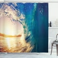 thumbnail image 1 of Ambesonne Ocean Shower Curtain, Tropical Trees Shoreline, 69"Wx84"L, Teal Yellow, 1 of 5
