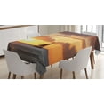 thumbnail image 1 of Ambesonne Ocean Tablecloth Rectangular Table Cover, Boat in Sewith Sunset, 60"x84", Grey and Marigold, 1 of 4