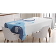 thumbnail image 1 of Ambesonne Ocean Tablecloth Rectangular Table Cover, Deep Sealife Creatures, 52"x70", Navy Blue Aqua and White, 1 of 3