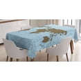 thumbnail image 1 of Ambesonne Ocean Tablecloth Rectangular Table Cover, Map with Waves, 52"x70", Cocoa Pale Blue, 1 of 4