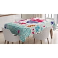 thumbnail image 1 of Ambesonne Ocean Tablecloth Rectangular Table Cover, Sailing Ship Anchor Sea, 60"x90", Red and Turquoise, 1 of 4