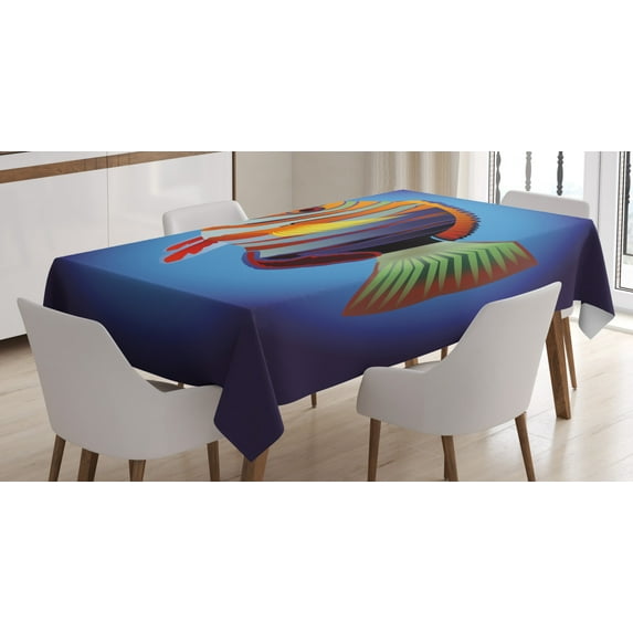 Ambesonne Ocean Tablecloth Rectangular Table Cover, Tropical Exotic Sea Fish, 52"x70", Multicolor