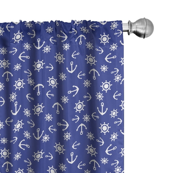 Ambesonne Ocean Themed Curtains, Maritime Anchor Ship, Pair of 28"x84", Dark Violet White