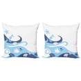 thumbnail image 1 of Ambesonne Ocean Throw Pillow Cover 2 Pack, Deep Sealife Creatures, 24", Navy Blue Aqua and White, 1 of 7