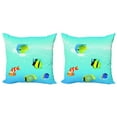 thumbnail image 1 of Ambesonne Ocean Throw Pillow Cover 2 Pack, Nautical Navy Deep Sea, 24", Blue Orange and Yellow, 1 of 2