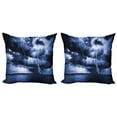 thumbnail image 1 of Ambesonne Ocean Throw Pillow Cover 2 Pack, Rain Clouds Storm Rays, 20", Blue, 1 of 5