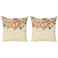 thumbnail image 1 of Ambesonne Ocean Throw Pillow Cover 2 Pack, Seashells Pastel Colored, 18", Cream Red Teal, 1 of 5