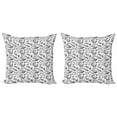thumbnail image 1 of Ambesonne Ocean Throw Pillow Cover 2 Pack, Sketchy Seafood Pattern, 20", Black and White, 1 of 2