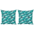 thumbnail image 1 of Ambesonne Ocean Throw Pillow Cover 2 Pack, Surfing Doodle Dolphins, 20", Charcoal Grey Teal White, 1 of 2