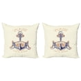 thumbnail image 1 of Ambesonne Ocean Throw Pillow Cover 2 Pack, Vintage Style Anchor Sign, 24", Orange Blue Yellow, 1 of 7