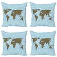 thumbnail image 1 of Ambesonne Ocean Throw Pillow Cover 4 Pack, Map with Waves, 20", Cocoa Pale Blue, 1 of 6