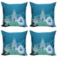 thumbnail image 1 of Ambesonne Ocean Throw Pillow Cover 4 Pack, Mermaid Castle, 18", Turquoise Pale Blue Teal, 1 of 7