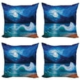 thumbnail image 1 of Ambesonne Ocean Throw Pillow Cover 4 Pack, Moonlight over Wavy Sea, 24", Navy White, 1 of 5