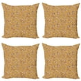 thumbnail image 1 of Ambesonne Ocean Throw Pillow Cover 4 Pack, Pattern of Shellfish, 24", Mustard Brown, 1 of 2