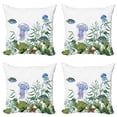thumbnail image 1 of Ambesonne Ocean Throw Pillow Cover 4 Pack, Seaweed Jellyfish Fish, 18", Reseda Green Jade Green, 1 of 6