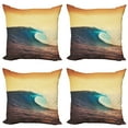 thumbnail image 1 of Ambesonne Ocean Throw Pillow Cover 4 Pack, Sunset in Warm Colors, 16", Turquoise Yellow Brown, 1 of 5