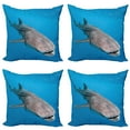 thumbnail image 1 of Ambesonne Ocean Throw Pillow Cover 4 Pack, Swimming Whale Sea, 16", Dimgray Blue, 1 of 5