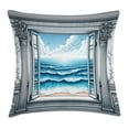 thumbnail image 1 of Ambesonne Ocean Throw Pillow Cushion Cover, Historic Window Sea Scenery, 24" X 24", Sea Blue Coconut and Camel, 1 of 2