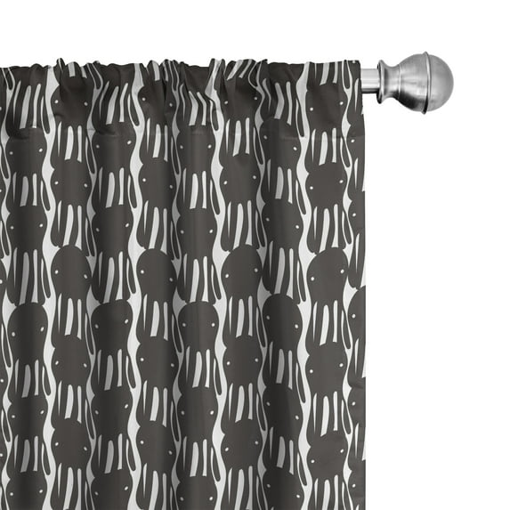 Ambesonne Octopus Curtains, Abstract Monsters Retro, Pair of 28"x84", Black and White