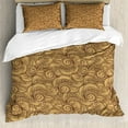 thumbnail image 1 of Ambesonne Octopus Duvet Cover Sets, Earthy Tones Kraken Design, 2-Queen, Camel Chestnut Brown, 1 of 7
