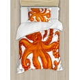 thumbnail image 1 of Ambesonne Octopus Duvet Cover Sets, Orange Animal Wildlife, 2-Twin, Orange White, 1 of 4