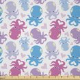 thumbnail image 1 of Ambesonne Octopus Fabric by the Yard Microfiber, Love Theme Creatures, 2 Yards, Lilac Pink and Blue, 1 of 2