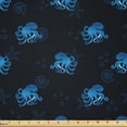 thumbnail image 1 of Ambesonne Octopus Fabric by the Yard Microfiber, Ocean Inhabitants, 1 Yard, Blue Dark Blue, 1 of 2