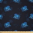 thumbnail image 1 of Ambesonne Octopus Fabric by the Yard Microfiber, Ocean Inhabitants, 3 Yards, Blue Dark Blue, 1 of 2