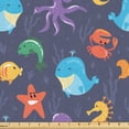 thumbnail image 1 of Ambesonne Octopus Fabric by the Yard Upholstery, Colorful Marine Animals Art, 1 Yard, Pale Purple Sky Blue, 1 of 5