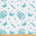 thumbnail image 1 of Ambesonne Octopus Fabric by the Yard Upholstery, Jellyfish Crabs Starfish, 2 Yards, Soft Blue Pale Teal, 1 of 5