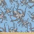 thumbnail image 1 of Ambesonne Octopus Fabric by the Yard Upholstery, Sea Creature Marine Theme, 1 Yard, Pale Azure Blue and Black, 1 of 1