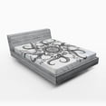 thumbnail image 1 of Ambesonne Octopus Fitted Sheet, Drawn Mandala Flower, Full Size, Grey White, 1 of 2