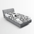 thumbnail image 1 of Ambesonne Octopus Fitted Sheet, Sketch Monochrome Art, Twin Size, Brown White, 1 of 2
