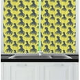 thumbnail image 1 of Ambesonne Octopus Kitchen Curtains, Abstract Characters, 55"x39", Pale Yellow Cadet Blue, 1 of 2