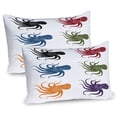thumbnail image 1 of Ambesonne Octopus Pillow Sham 2 Pack, Grunge Underwater Life, 36"x20", Burgundy Green Black, 1 of 3
