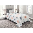thumbnail image 1 of Ambesonne Octopus Quilted Bedspread Set 2 Pcs, Nautical Silhouettes, Twin Size, Blue Grey Cinnamon, 1 of 3