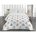 thumbnail image 1 of Ambesonne Octopus Quilted Bedspread Set 3 Pcs, Nautical Silhouettes, Queen Size, Blue Grey Cinnamon, 1 of 5