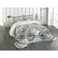 thumbnail image 1 of Ambesonne Octopus Quilted Bedspread Set 3 Pcs, Style Mandala Motif, Queen Size, Black White, 1 of 5