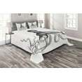 thumbnail image 1 of Ambesonne Octopus Quilted Coverlet 3 Pcs, Aquatic Animal Sketch, King Size, White Charcoal Grey, 1 of 2