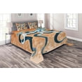 thumbnail image 1 of Ambesonne Octopus Quilted Coverlet 3 Pcs, Oceanic Animal Cartoon, King Size, Orange Blue, 1 of 2