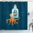 thumbnail image 1 of Ambesonne Octopus Ship Shower Curtain, Ship in the Bottle Sea, 69"Wx70"L, Orange and Dark Night Blue, 1 of 1