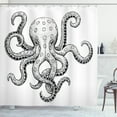 thumbnail image 1 of Ambesonne Octopus Shower Curtain, Sea Animal Art, 69"Wx70"L, Black and White, 1 of 3