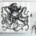 thumbnail image 1 of Ambesonne Octopus Shower Curtain, Vintage Diver Animal, 69"Wx70"L, Charcoal Grey and White, 1 of 3