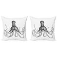 thumbnail image 1 of Ambesonne Octopus Throw Pillow Cover 2 Pack, Aquatic Animal Sketch, 24", White Charcoal Grey, 1 of 6
