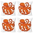 thumbnail image 1 of Ambesonne Octopus Throw Pillow Cover 4 Pack, Orange Animal Wildlife, 20", Orange White, 1 of 5