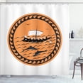 thumbnail image 1 of Ambesonne Odyssey Shower Curtain, Greek Ship on Waves, 69"Wx70"L, Orange Charcoal Grey, 1 of 1