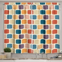 Ambesonne Off White Kitchen Curtains, Colorful Round Squares, 55"x24", Cream and Multicolor