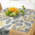 thumbnail image 1 of Ambesonne Off White Table Runner & Placemats, Digital Leaves Pattern, Placemat 4 pcs + Runner 16"x72", Charcoal Grey and Yellow, 1 of 2