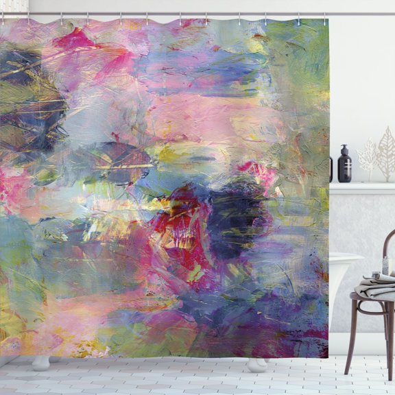 Ambesonne Oil Painting Shower Curtain, Brushstrokes Art, 69"Wx70"L, Multicolor