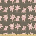 thumbnail image 1 of Ambesonne Oink Fabric by the Yard Upholstery, Dancing Pig Poses Funny Art, 10 Yards, Taupe and Rose, 1 of 5